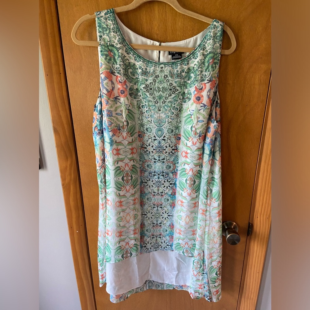 EUC City Chic Sheer jeweled bohemian hi-lo tunic tank Sz 16/S